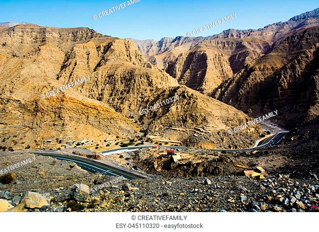 Jabal Jais landscape the highest mountain in the United Arab Emirates