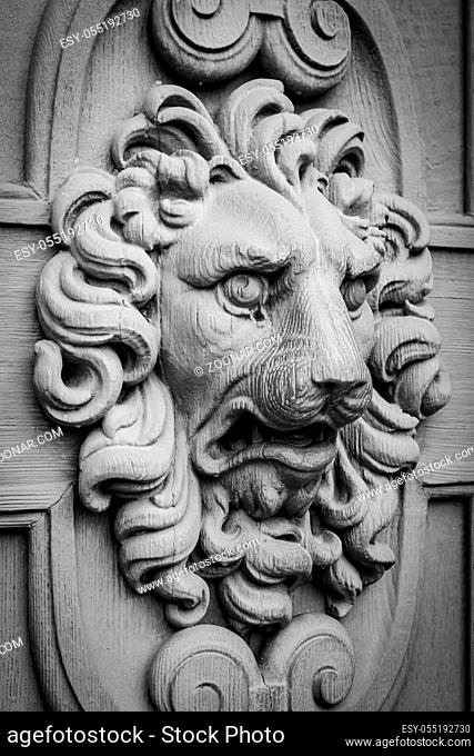 Lion head, decorative element on a wall