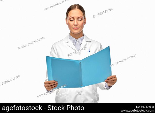 female doctor or scientist with folder