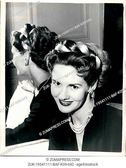 Nov. 11, 1954 - NEW 'STEINER' HAIR STYLE TO BE SHOWN BEFORE QUEEN MOTHER ON WEDNESDAY. When The queen Mother and Princess Margaret attend the dress show...