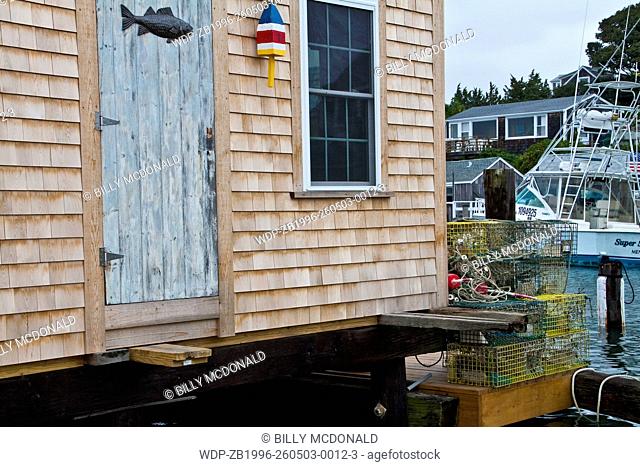 Fishing Cottages and Boats on Menemsha's Harbor, Chilmark, Massachussets, USA