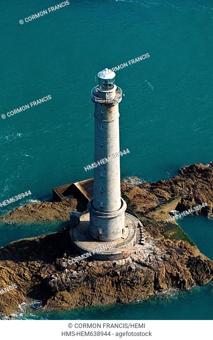 France, Manche, Auderville, Goury, Lighthouse Goury aerial view