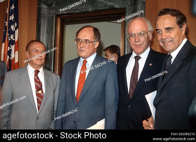 From left to right: United States Senator J Strom Thurmond (Republican of South Carolina), Chairman, US Senate Committee on the Judiciary; Associate Justice of...