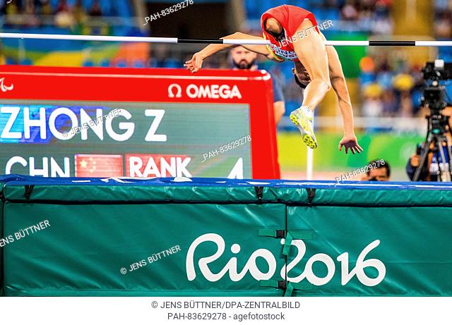 Zhiqiang Zhong of China jump in the Men's High Jump - T42 Final during the Rio 2016 Paralympic Games, Rio de Janeiro, Brazil, 09 September 2016