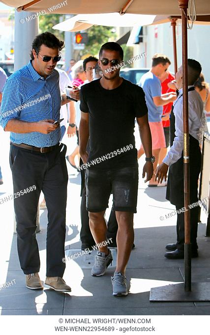 Robbie Keane and Giovani Dos Santos seen leaving Il Pastaio together after having lunch Featuring: Giovani Dos Santos Where: Los Angeles, California