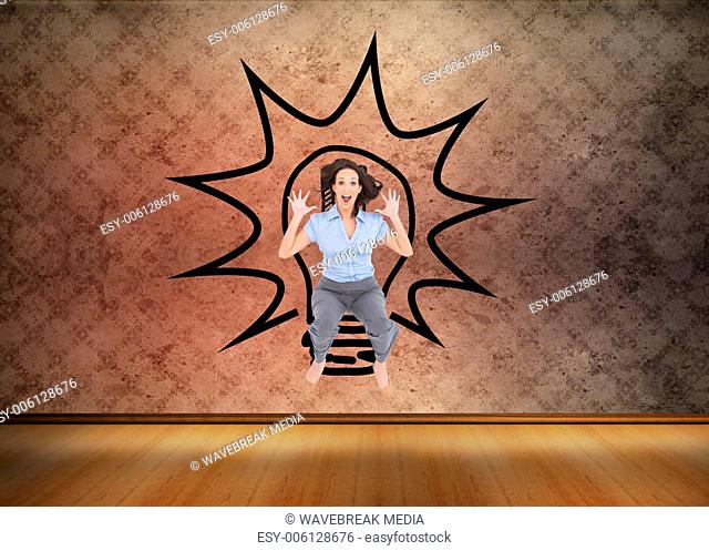 Composite image of cheerful classy businesswoman having fun