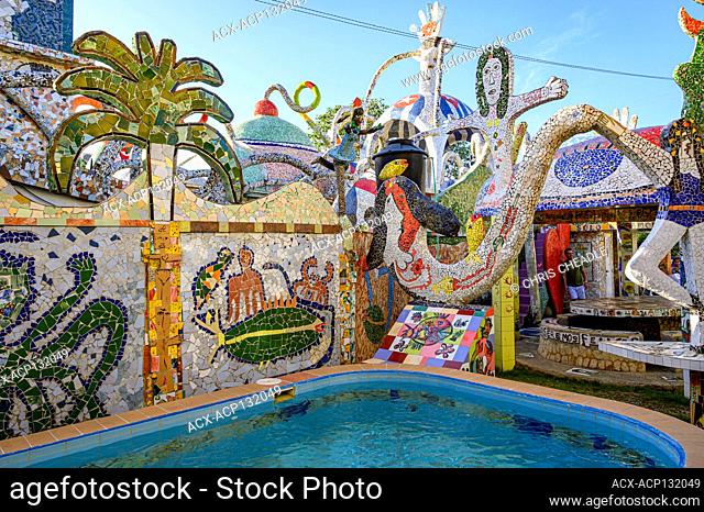 Fusterlandia, public-art installations by local artist José Fuster, with colorful, whimsical mosaics, Playa de Jaimanitas, Havana, Cuba