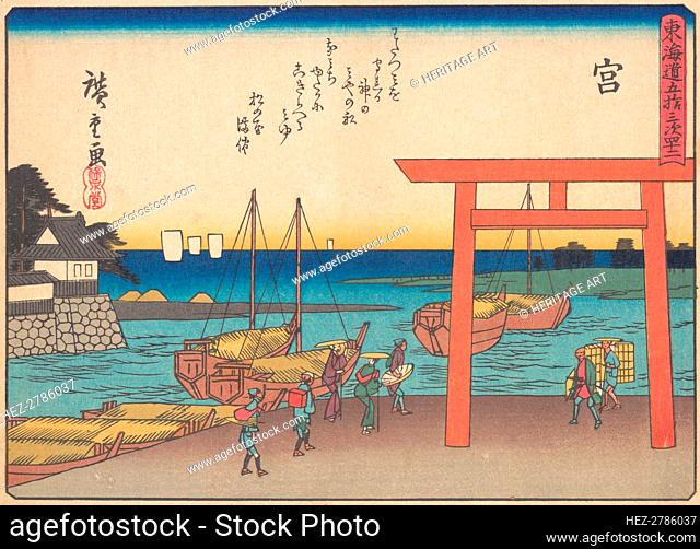 Miya, from the series The Fifty-three Stations of the Tokaido Road, early 20.., early 20th century. Creator: Ando Hiroshige