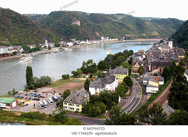 Germany, ST. GOARSHAUSEN, 14.08.2006, St. Goar on the Rhine - St. Goarshausen, Rheinland-Pfalz; Rheintal, Germany, 14/08/2006