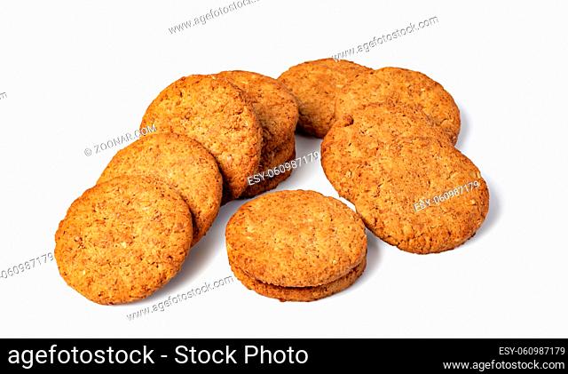 oatmeal cookies isolated on white background
