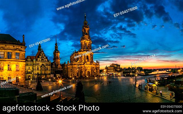 Sunset view of Dresden. Beautiful summer evening