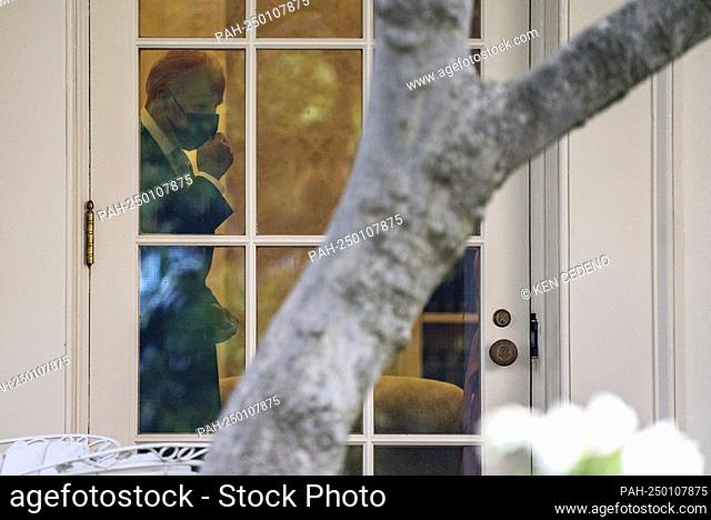 United States President Joe Biden leaves the Oval Office before boarding Marine One for a departure to Walter Reed National Military Medical Center from the...