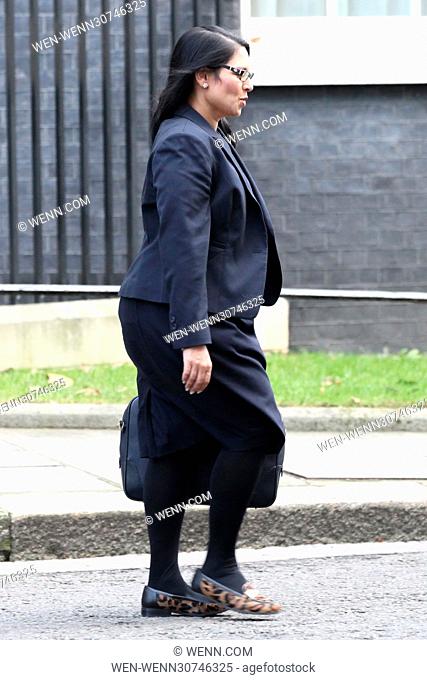 Priti Patel, Secretary of State for International Development, leaving the weekly Cabinet meeting at 10 Downing Street, London