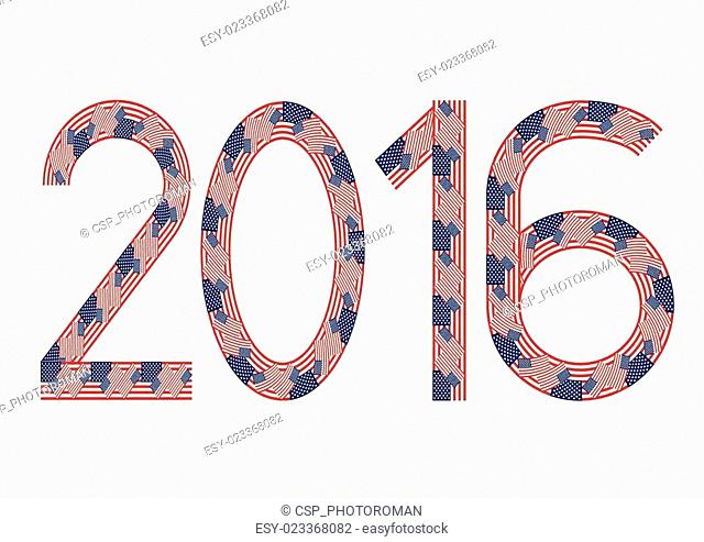 New Year 2016 made of USA flags