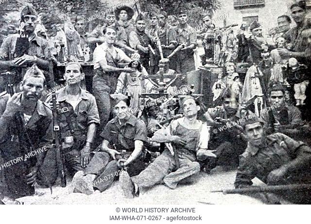 Brigade of death, anarchist group members Ortiz. taken in Caspe July 25, 1936 in the Spanish Civil War
