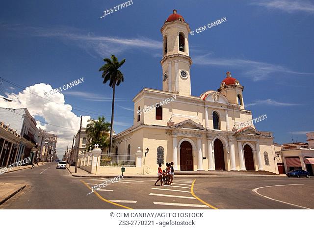 View the Purisima Concepcion Cathedral in Jose Marti Park, Cienfuegos, Cuba, West Indies, Central America