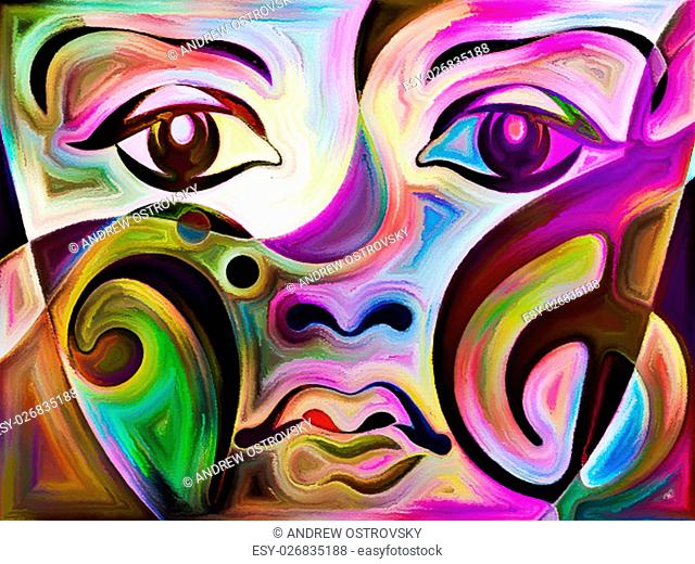 Colors of Your Mood series. Interplay of girl's face and painted textures on the subject of art, creativity and spirituality