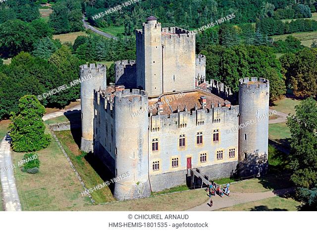 France, Gironde, Mazeres, Chateau Roquetaillade (aerial view)