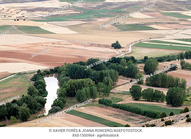 View of fields from Gormaz castle, Soria, Spain