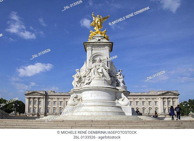 The Victoria Memorial in front of the Buckingham Palace in London England headquarters of the monarch of the United Kingdom