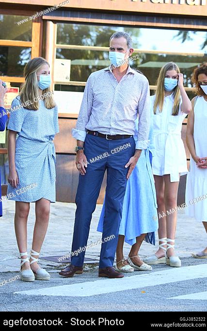King Felipe VI of Spain, Queen Letizia of Spain, Crown Princess Leonor, Princess Sofia visit Sierra de Tramuntana and the Lluc Sanctuary on Aug 11