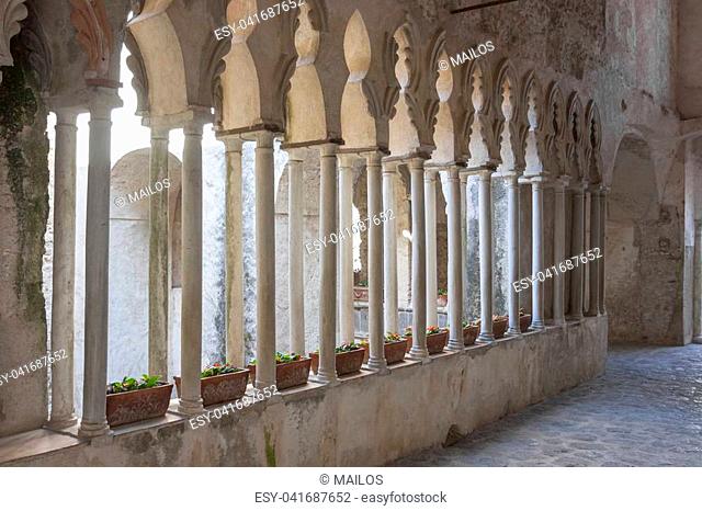 Detail of the historic building ""Villa Rufolo"" in ""Ravello"" in southern Italy, to understand a concept of culture and tourism