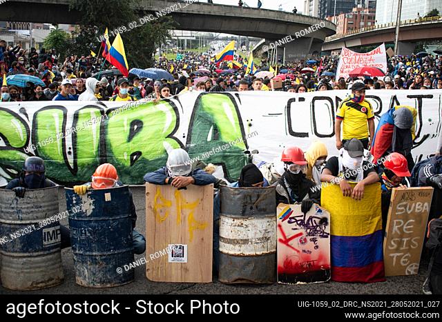 New day of protests in Bogotá in the context of the month-long commemoration of the start of the national strike in Colombia against the Government of Ivan...