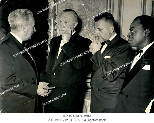 Dec. 12, 1969 - Chancellor Adenauer In Paris: Dinner At Hotel Matinon; Chancellor Konrad Adenauer Was A Guest At A The Dinner Party Held At The Hotel Matignon