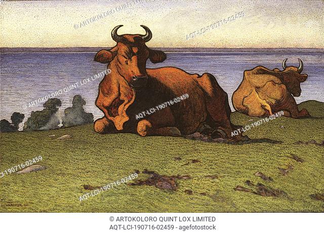 Nils Kreuger, Resting Cows, Motif from Öland, Landscape cows, Motifs from Öland, painting, 1901, oil on panel, Height, 98 cm (38