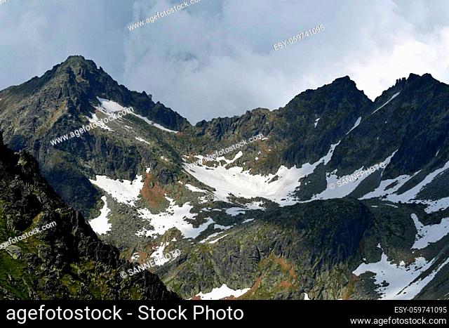 Landscape in the High Tatras with mountains and the valley Mlynicka dolina. Slovakia