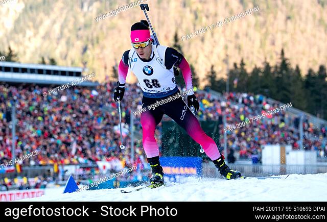 16 January 2020, Bavaria, Ruhpolding: Biathlon: World Cup, sprint 10 km, men in the Chiemgau Arena. Mikito Tachizaki from Japan in action