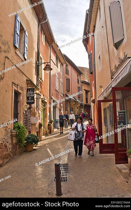 Roussillon in Provence, Old city street view, France, Europe