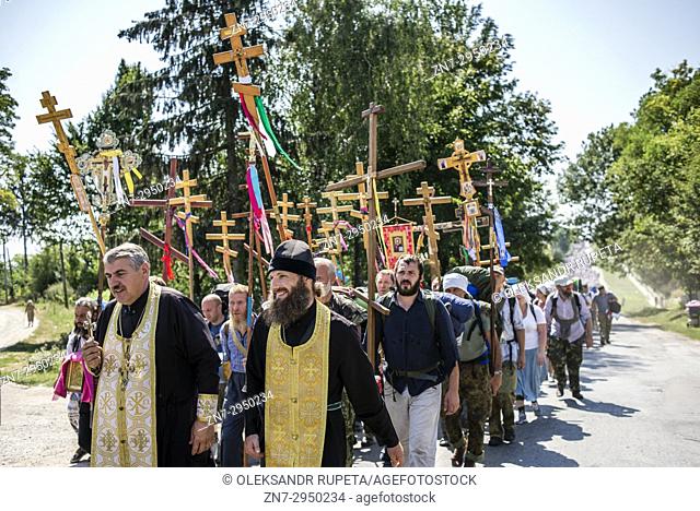 Cross Procession from Kamianets-Podilsky to the Holy Dormition Pochaev Lavra, August 19 - 25, 2017, Ukraine. For more than 150 years the procession gathered...