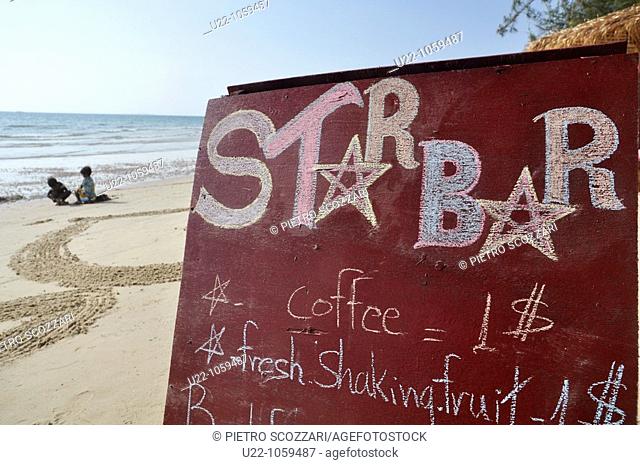 Sihanoukville (Cambodia): the 'Star Bar' sign at Otras Beach