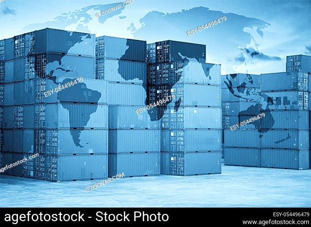 Map global logistics partnership connection of Container Cargo freight ship for Logistics Import Export background