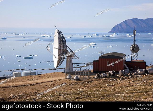 This satellite dish is used for all communications to and from Qaanaaq, Greenland. Tele, Internet, TV, radio, and the like