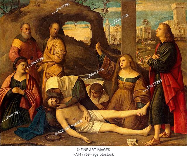 The Lamentation over Christ. Basaiti, Marco (c. 1470-1530). Oil on canvas. Renaissance. 1527. State Hermitage, St. Petersburg. 122x154. Painting