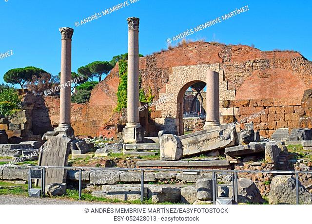 Ruins in Roman Forum, in Rome Italy