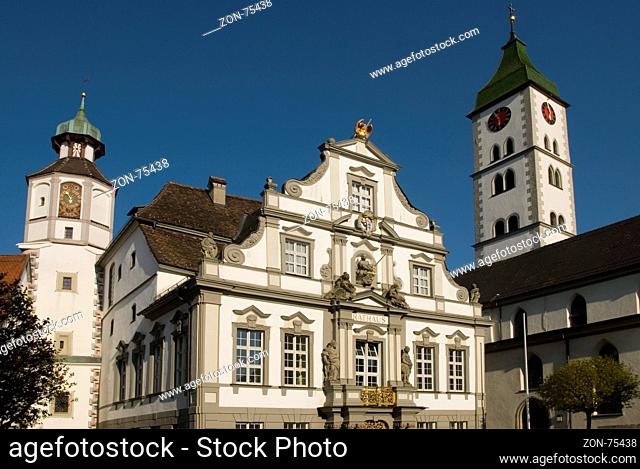 Historisches Rathaus in der Altstadt von Wangen im Allgäu, Baden-Württemberg, Deutschland | historical Town hall in the Old town of Wangen, Allgaeu