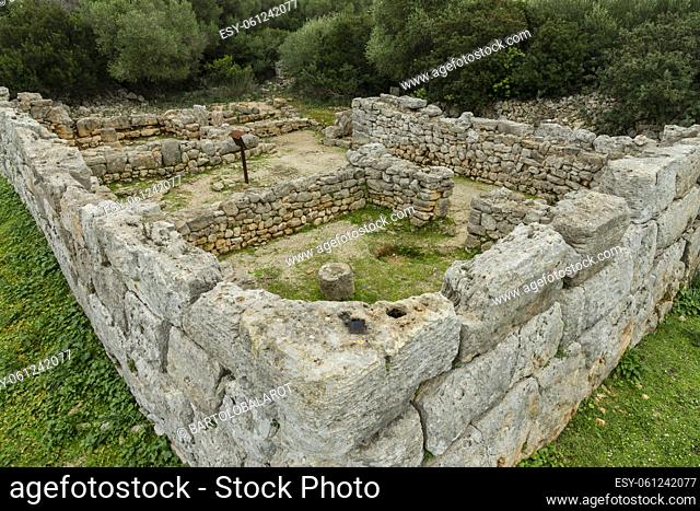 Roofed talaiot. Archaeological site of Hospitalet Vell. 1000-900 before Jesus Christ. Majorca, Balearic islands, Spain