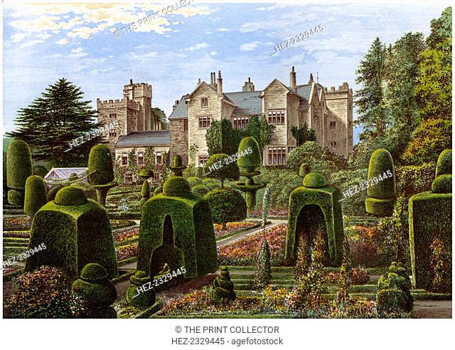 Levens Hall, Cumbria, c1880. Much of the house dates from Elizabethan times, with 17th and early 19th century additions. The famous topiary garden was begun in...