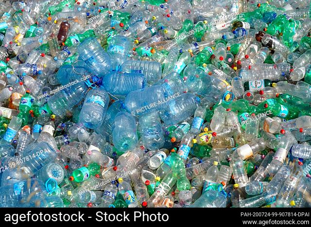 18 June 2020, Albania, Shkodra: Collected and empty plastic bottles lie in a pile in the Mbisuka area. Photo: Peter Endig/dpa-Zentralbild/ZB