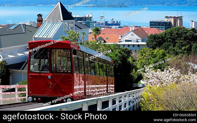 The Wellington Cable Car begins its downhill run from Kelburn to the city centre