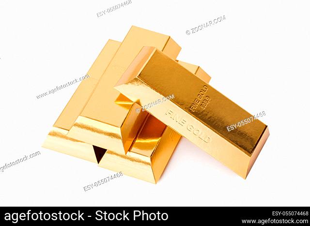 Gold bars isolated on white background