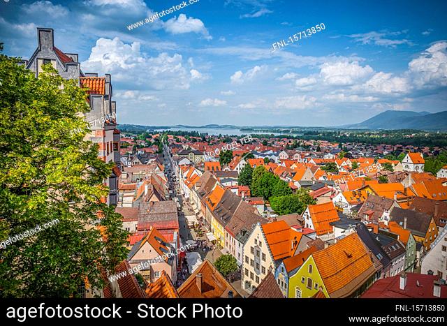 View from Hohes Schloss, Fuessen, Upper Bavaria, Germany, Europe