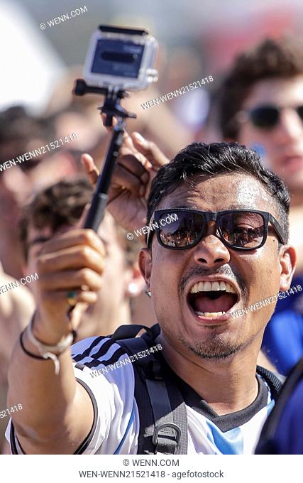 Atmosphere at FIFA Fan Fest during the Argentina v Belgium Quarter-Final match Featuring: Atmopshere Where: Rio de Janeiro