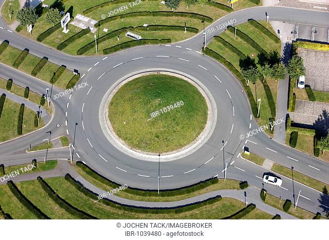 Roundabout junction near Muenster, North Rhine-Westphalia, Germany, Europe