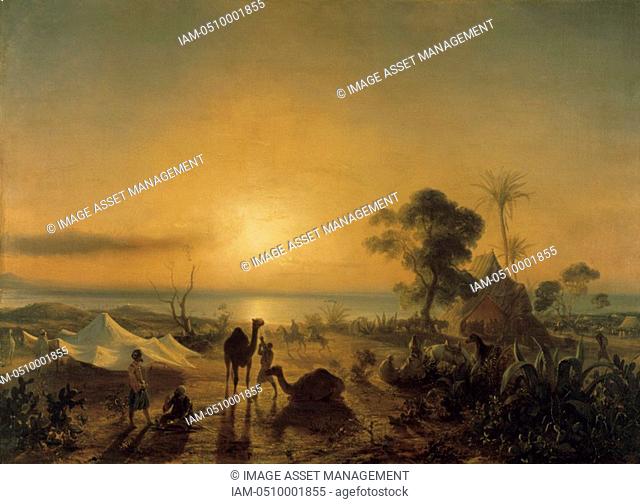 14 June 1830 the Camp at Staoueli. The day of the landing of the French army. The Aga Ibrahim's Tent'. Jean Antoine Theodore Gudin 1802-1880 French painter and...