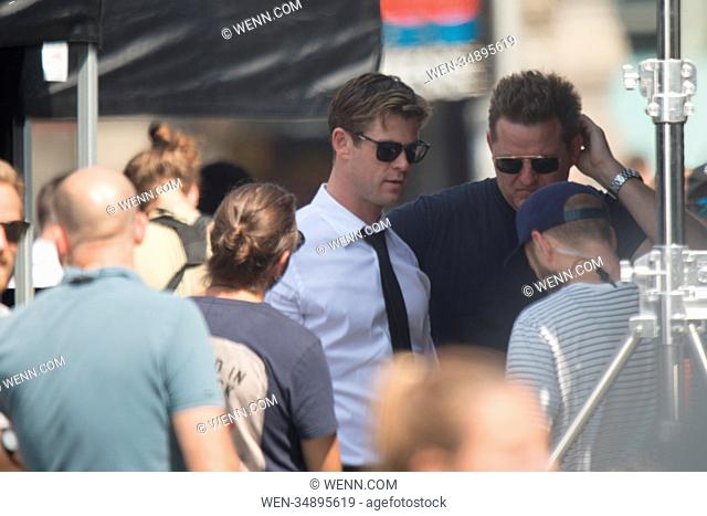 Chris Hemsworth is spotted on set during day 1 of the shoot for the new Men In Black spin off movie. Featuring: Chris Hemsworth Where: London