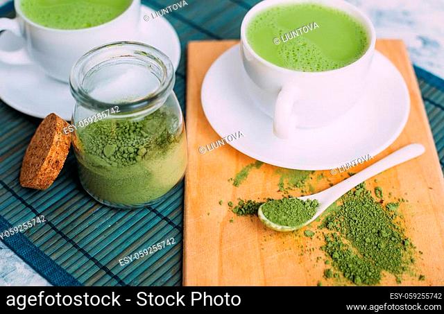 Green tea matcha latte cup